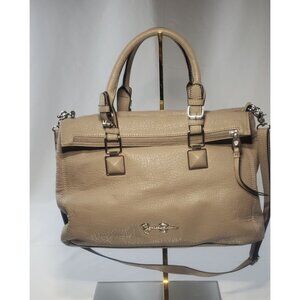 Jessica Simpson Tote Purse Shoulder Bag Handbag Faux Leather Beige Tan Zipper